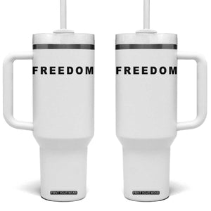 Freedom Statement Tumbler With Handle Free Speech Charlie Kirk Tribute TS02 One Size: 40 oz White Print Your Wear
