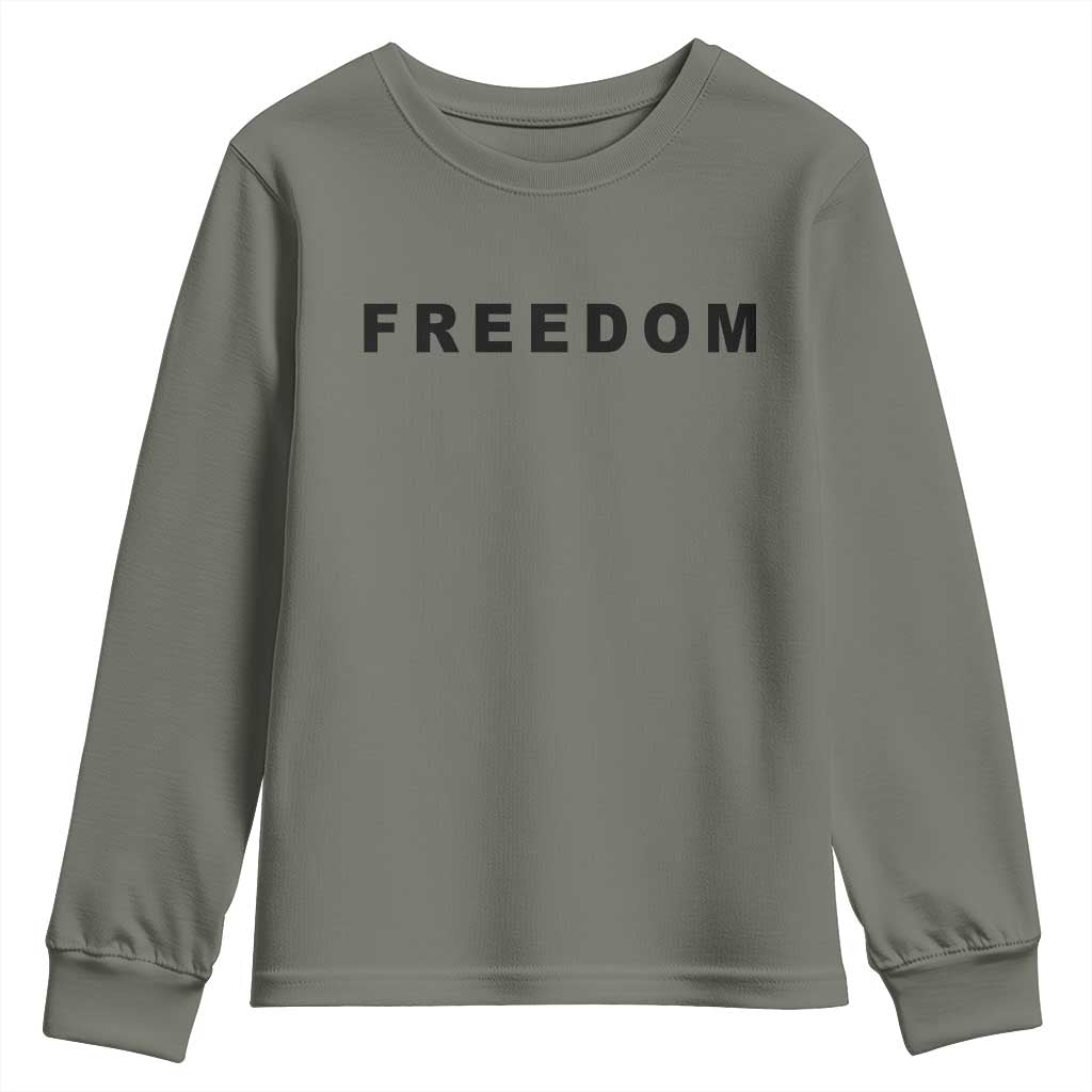 Freedom Statement Youth Sweatshirt Free Speech Charlie Kirk Tribute TS02 Military Green Print Your Wear