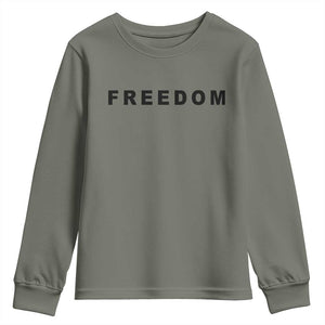 Freedom Statement Youth Sweatshirt Free Speech Charlie Kirk Tribute TS02 Military Green Print Your Wear