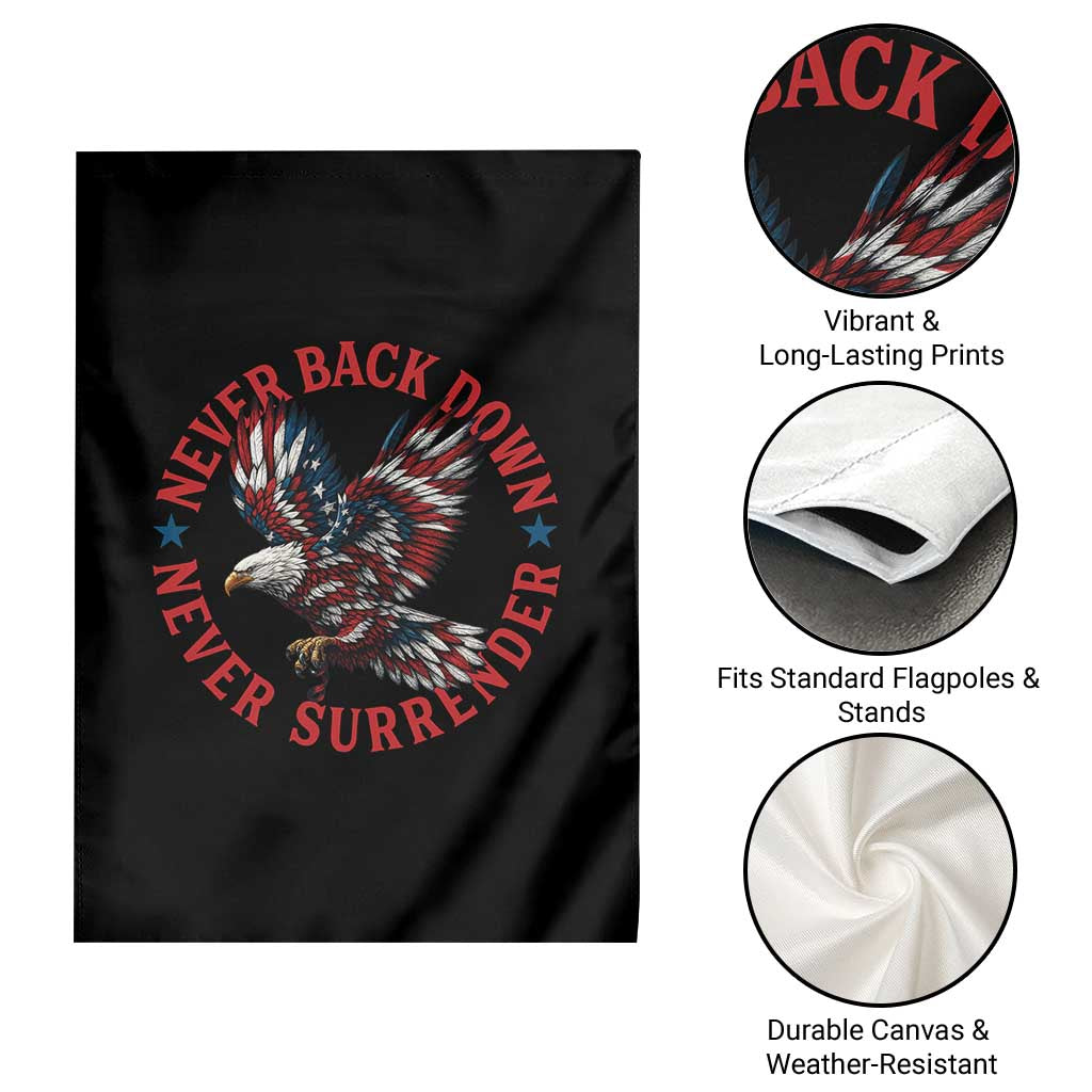Patriotic American Eagle Graphic Garden Flag Never Back Down Never Surrender Memorial for Freedom Fighters TS02 Print Your Wear