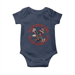 Patriotic American Eagle Graphic Baby Onesie Never Back Down Never Surrender Memorial for Freedom Fighters TS02 Navy Print Your Wear