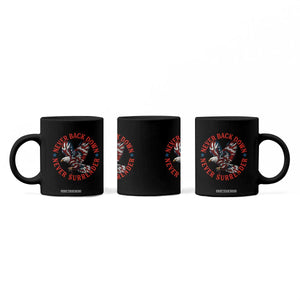 Patriotic American Eagle Graphic Coffee Mug Never Back Down Never Surrender Memorial for Freedom Fighters TS02 Print Your Wear