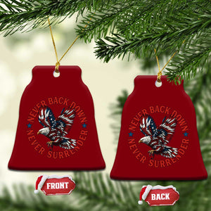 Patriotic American Eagle Graphic Ceramic Ornament Never Back Down Never Surrender Memorial for Freedom Fighters TS02 Print Your Wear