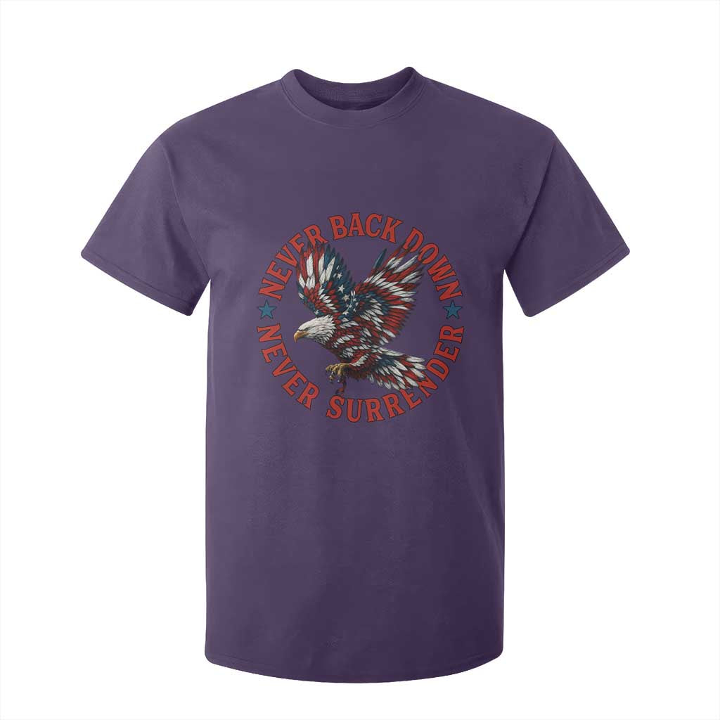 Patriotic American Eagle Graphic T Shirt For Kid Never Back Down Never Surrender Memorial for Freedom Fighters TS02 Purple Print Your Wear