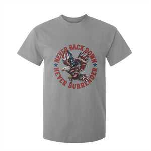 Patriotic American Eagle Graphic T Shirt For Kid Never Back Down Never Surrender Memorial for Freedom Fighters TS02 Sport Gray Print Your Wear