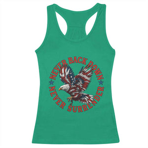 Patriotic American Eagle Graphic Racerback Tank Top Never Back Down Never Surrender Memorial for Freedom Fighters TS02 Irish Green Print Your Wear