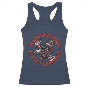 Patriotic American Eagle Graphic Racerback Tank Top Never Back Down Never Surrender Memorial for Freedom Fighters TS02 Navy Print Your Wear