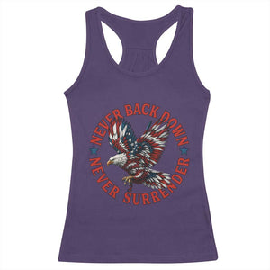 Patriotic American Eagle Graphic Racerback Tank Top Never Back Down Never Surrender Memorial for Freedom Fighters TS02 Purple Print Your Wear