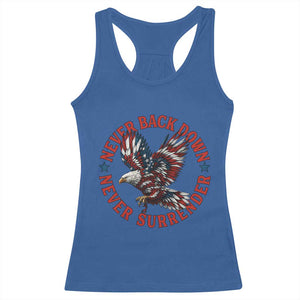 Patriotic American Eagle Graphic Racerback Tank Top Never Back Down Never Surrender Memorial for Freedom Fighters TS02 Royal Blue Print Your Wear