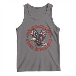 Patriotic American Eagle Graphic Tank Top Never Back Down Never Surrender Memorial for Freedom Fighters TS02 Deep Heather Print Your Wear