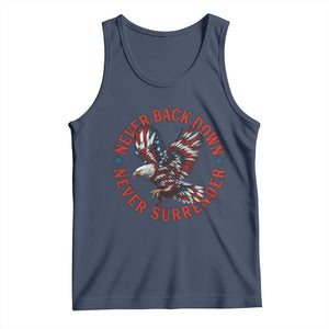 Patriotic American Eagle Graphic Tank Top Never Back Down Never Surrender Memorial for Freedom Fighters TS02 Navy Print Your Wear