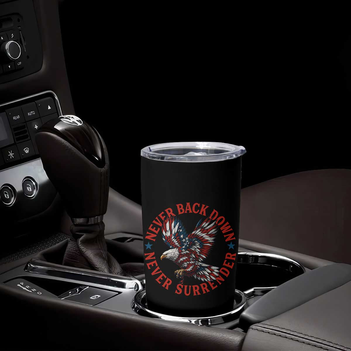 Patriotic American Eagle Graphic Tumbler Cup Never Back Down Never Surrender Memorial for Freedom Fighters TS02 Print Your Wear