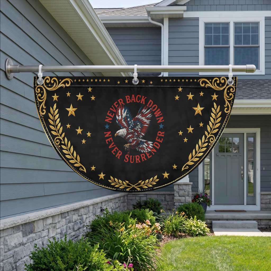 American Bald Eagle Graphic Patriotic Fan Flag Never Back Down Never Surrender Memorial for Freedom Fighters