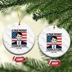 A True Patriot Memorial Ceramic Ornament Charlie Kirk Legacy The Greatness of Our Nation TS02 1pc White Marble Print Your Wear