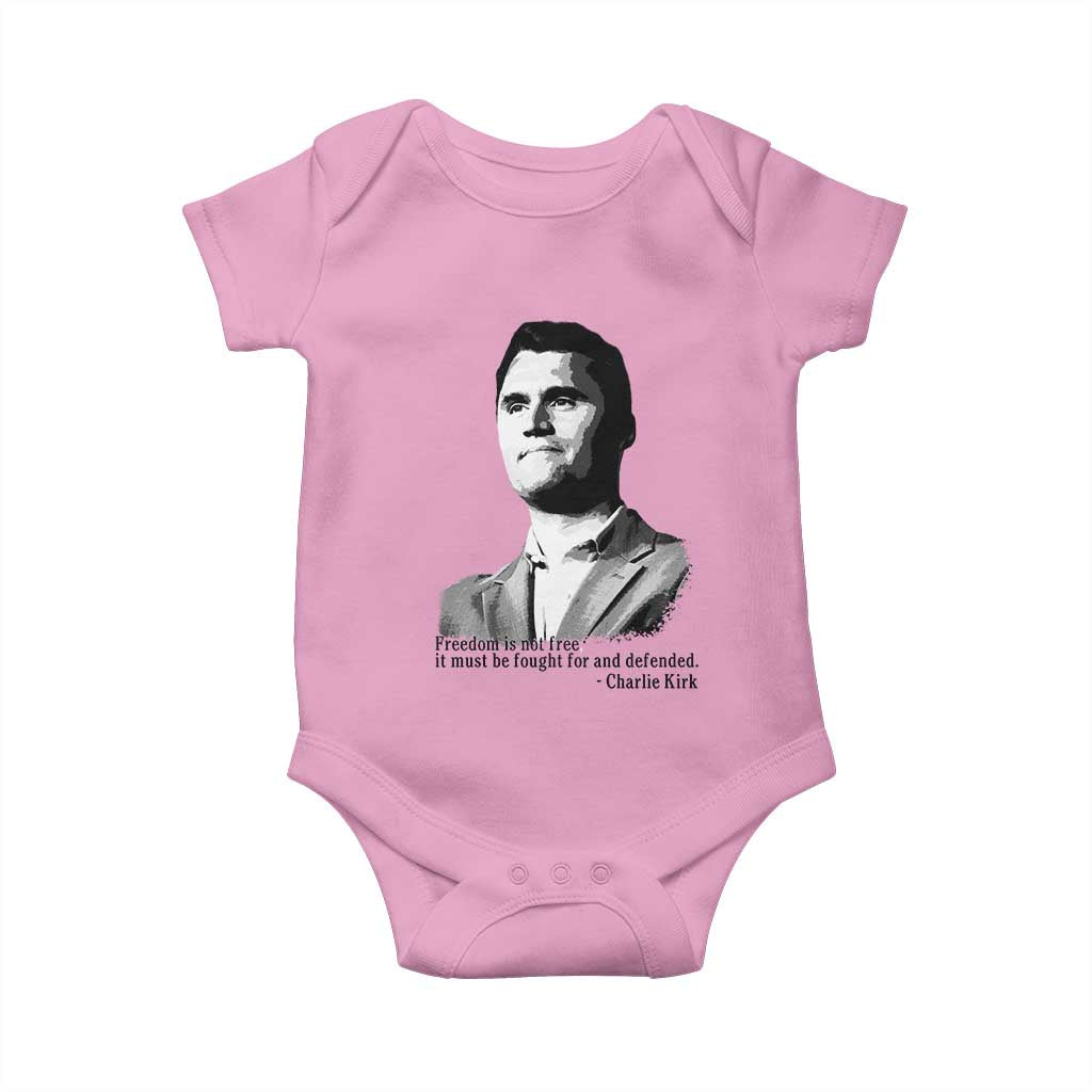 Freedom Is Not Free Baby Onesie Defender of Liberty Charlie Kirk Tribute TS02 Light Pink Print Your Wear