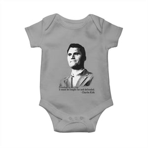 Freedom Is Not Free Baby Onesie Defender of Liberty Charlie Kirk Tribute TS02 Sport Gray Print Your Wear