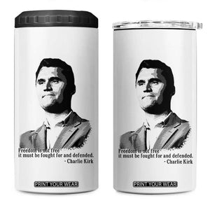 Freedom Is Not Free 4 in 1 Can Cooler Tumbler Defender of Liberty Charlie Kirk Tribute TS02 One Size: 16 oz White Print Your Wear