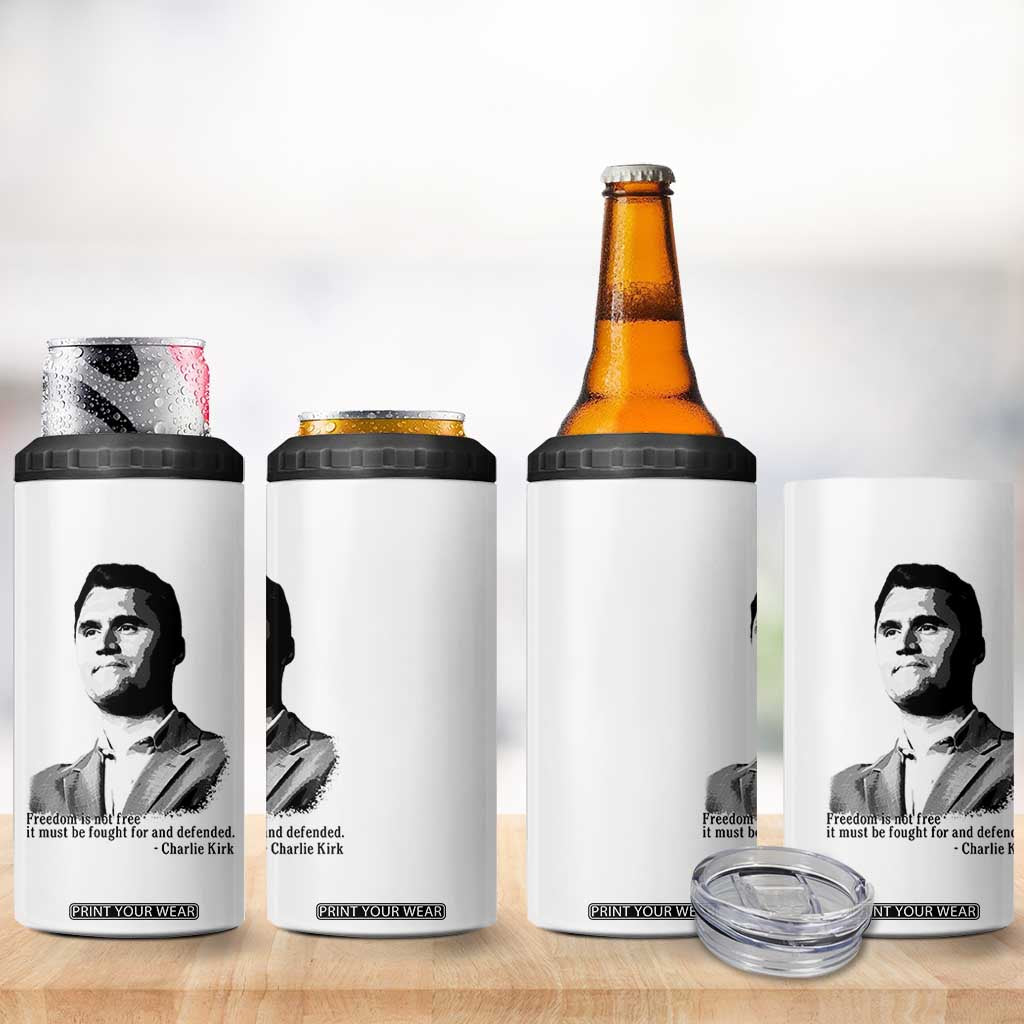 Freedom Is Not Free 4 in 1 Can Cooler Tumbler Defender of Liberty Charlie Kirk Tribute TS02 Print Your Wear