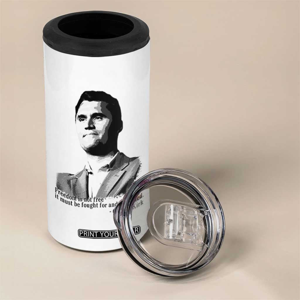 Freedom Is Not Free 4 in 1 Can Cooler Tumbler Defender of Liberty Charlie Kirk Tribute TS02 Print Your Wear