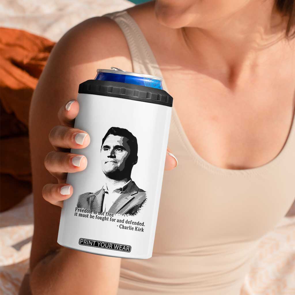 Freedom Is Not Free 4 in 1 Can Cooler Tumbler Defender of Liberty Charlie Kirk Tribute TS02 Print Your Wear