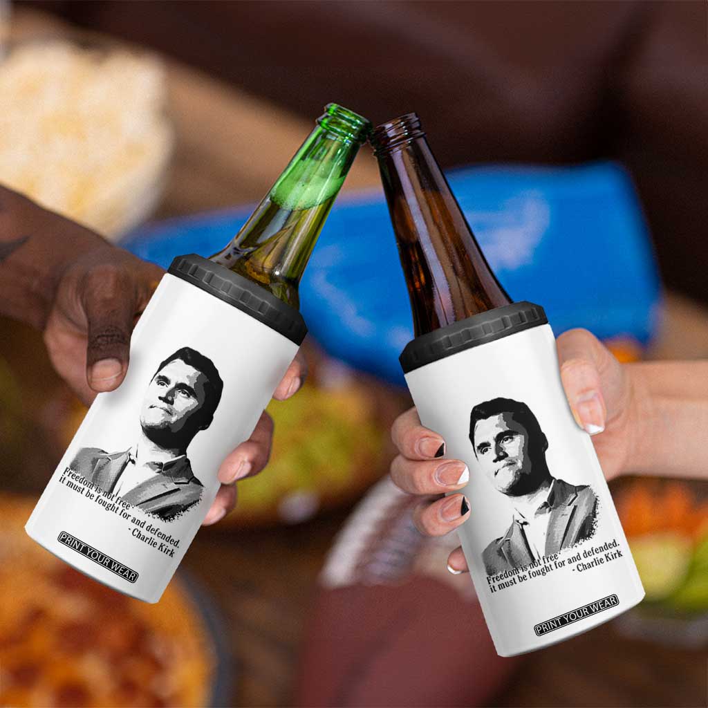 Freedom Is Not Free 4 in 1 Can Cooler Tumbler Defender of Liberty Charlie Kirk Tribute TS02 Print Your Wear