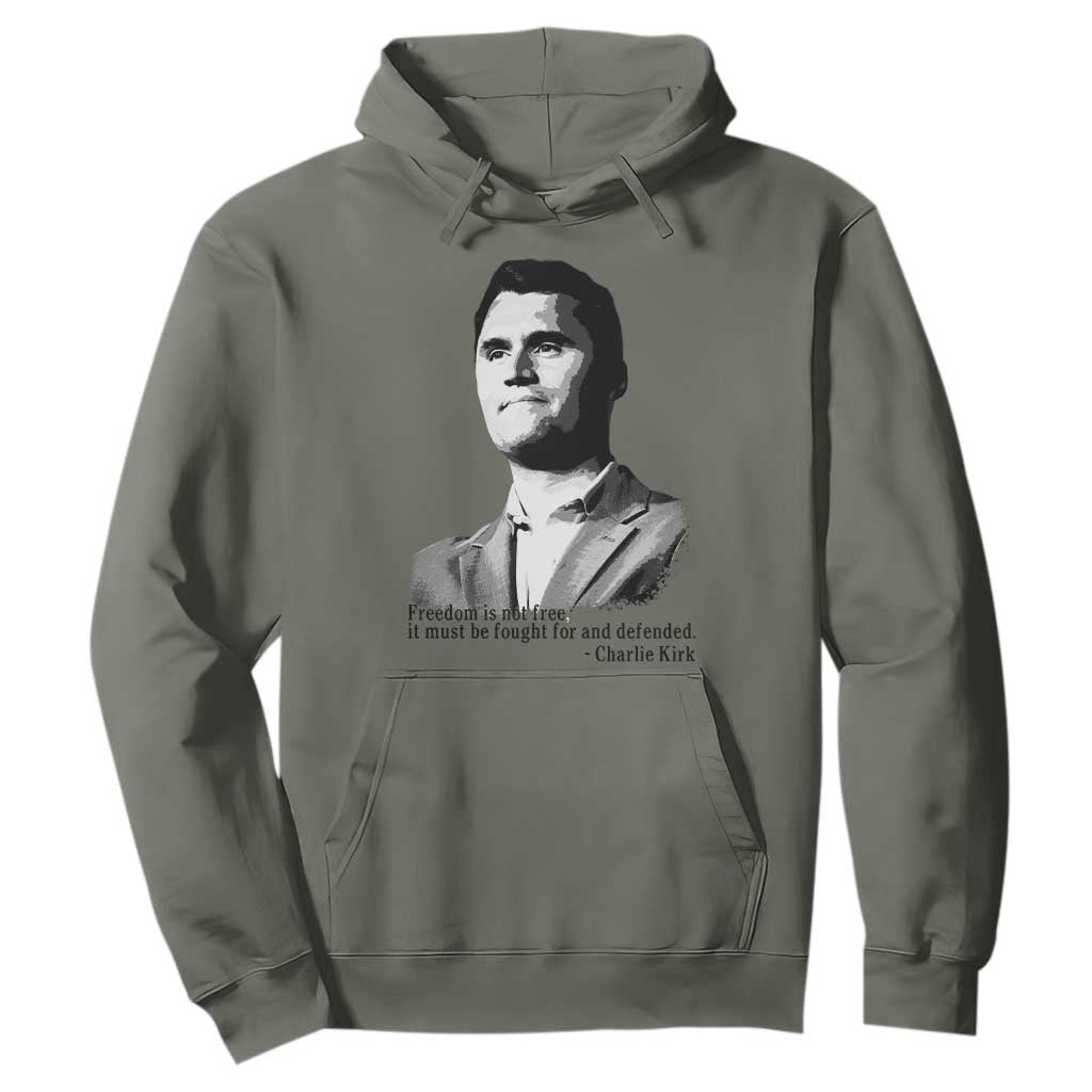 Freedom Is Not Free Hoodie Defender of Liberty Charlie Kirk Tribute TS02 Military Green Print Your Wear