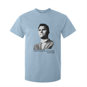 Freedom Is Not Free T Shirt For Kid Defender of Liberty Charlie Kirk Tribute TS02 Light Blue Print Your Wear