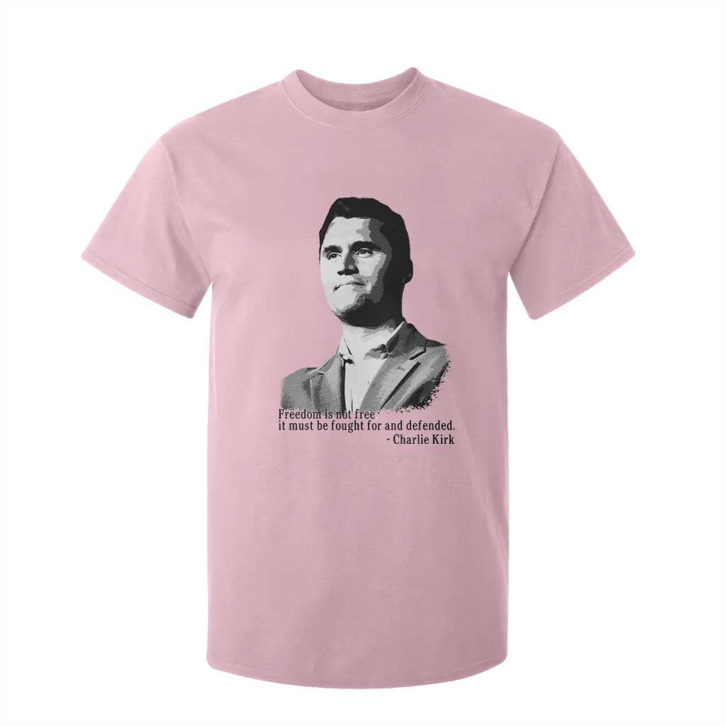 Freedom Is Not Free T Shirt For Kid Defender of Liberty Charlie Kirk Tribute TS02 Light Pink Print Your Wear