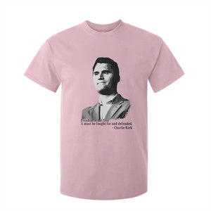Freedom Is Not Free T Shirt For Kid Defender of Liberty Charlie Kirk Tribute TS02 Light Pink Print Your Wear