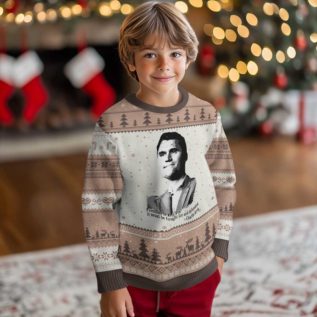 Freedom Is Not Free Ugly Christmas Sweater Defender of Liberty Charlie Kirk Tribute TS02 Mocha Mousse Print Your Wear