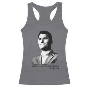 Freedom Is Not Free Racerback Tank Top Defender of Liberty Charlie Kirk Tribute TS02 Charcoal Print Your Wear