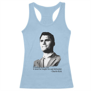 Freedom Is Not Free Racerback Tank Top Defender of Liberty Charlie Kirk Tribute TS02 Light Blue Print Your Wear