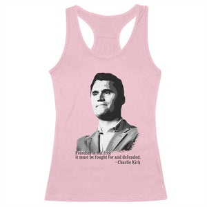 Freedom Is Not Free Racerback Tank Top Defender of Liberty Charlie Kirk Tribute TS02 Light Pink Print Your Wear