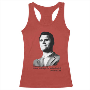 Freedom Is Not Free Racerback Tank Top Defender of Liberty Charlie Kirk Tribute TS02 Red Print Your Wear