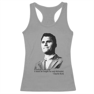 Freedom Is Not Free Racerback Tank Top Defender of Liberty Charlie Kirk Tribute TS02 Sport Gray Print Your Wear