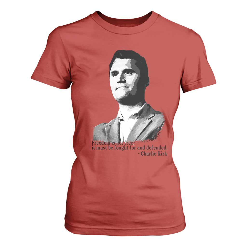 Freedom Is Not Free T Shirt For Women Defender of Liberty Charlie Kirk Tribute TS02 Red Print Your Wear