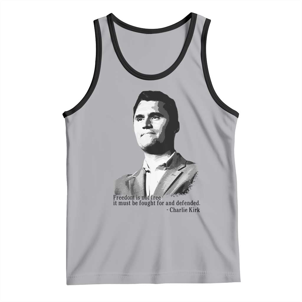 Freedom Is Not Free Tank Top Defender of Liberty Charlie Kirk Tribute TS02 Athletic Heather Black Print Your Wear
