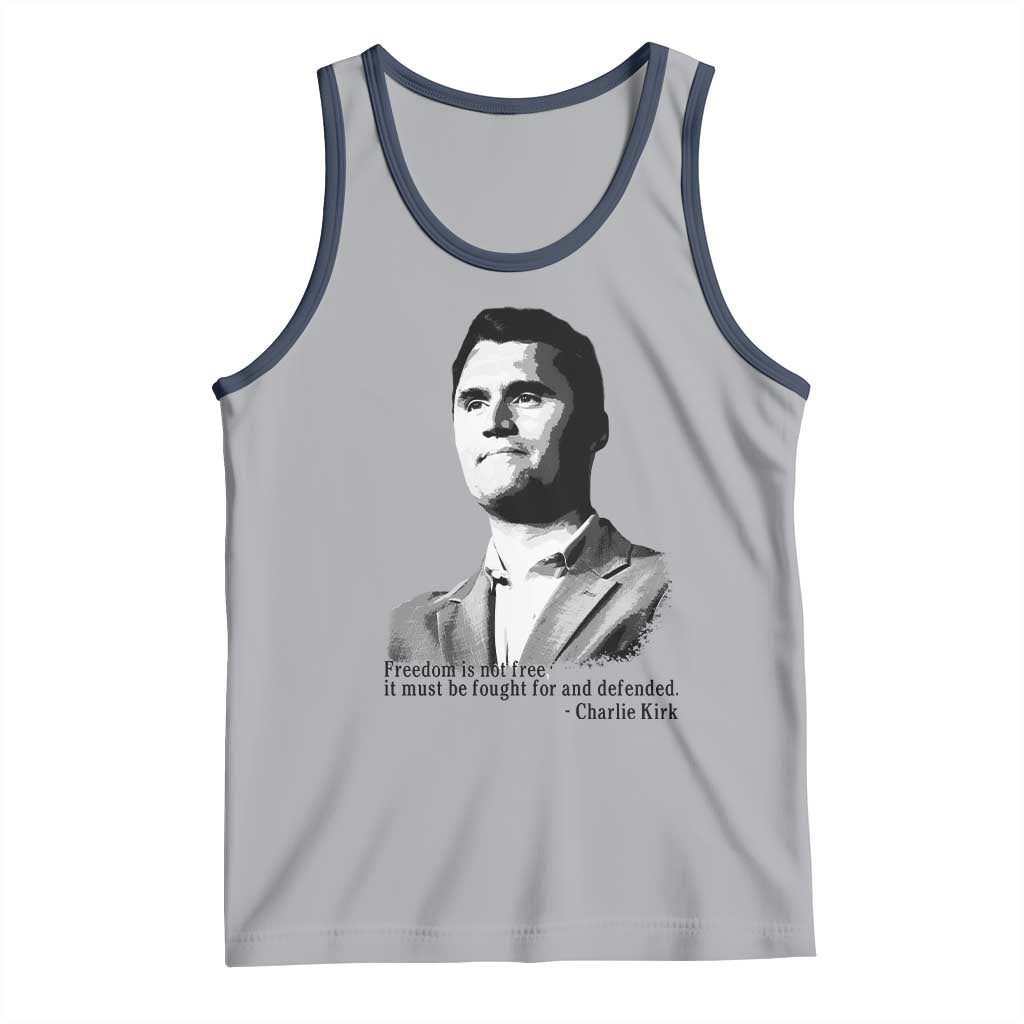 Freedom Is Not Free Tank Top Defender of Liberty Charlie Kirk Tribute TS02 Athletic Heather Navy Print Your Wear