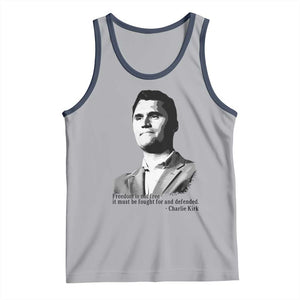 Freedom Is Not Free Tank Top Defender of Liberty Charlie Kirk Tribute TS02 Athletic Heather Navy Print Your Wear
