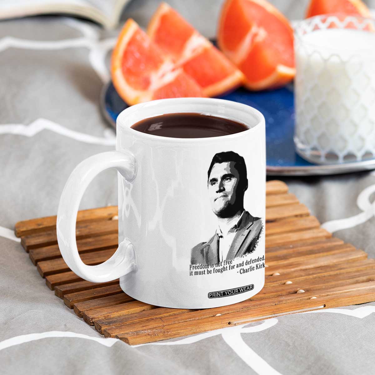 Freedom Is Not Free Coffee Mug Defender of Liberty Charlie Kirk Tribute TS02 Print Your Wear