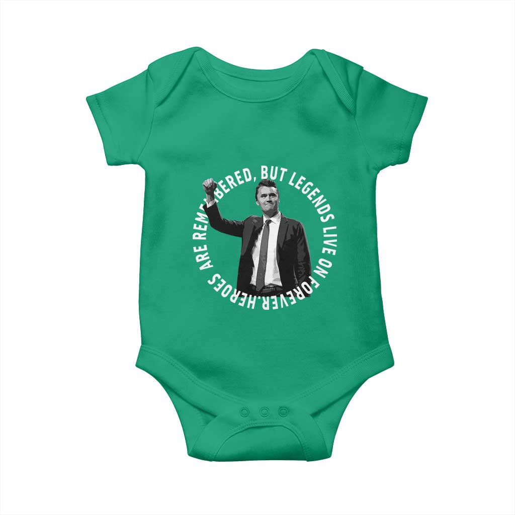 Legends Live Forever Tribute Baby Onesie Charlie Kirk Legacy Remembrance TS02 Irish Green Print Your Wear