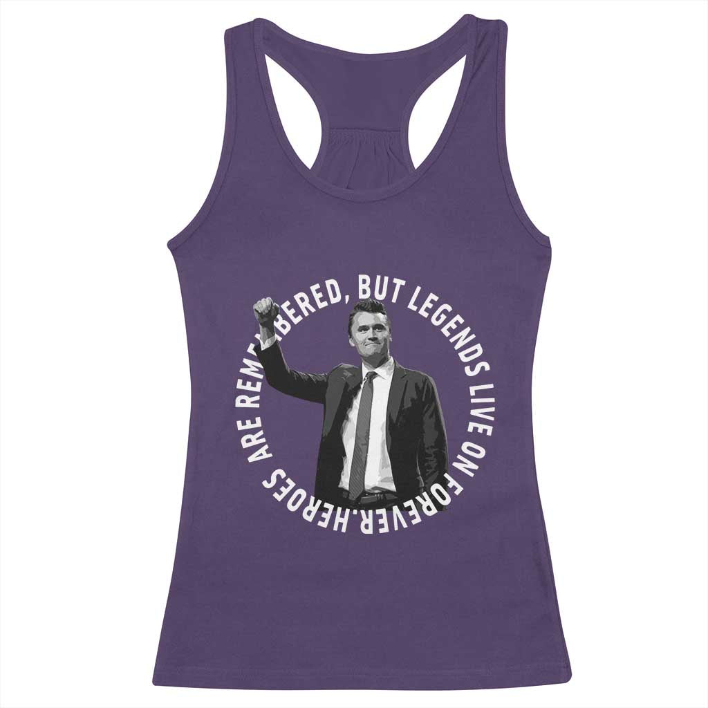 Legends Live Forever Tribute Racerback Tank Top Charlie Kirk Legacy Remembrance TS02 Purple Print Your Wear