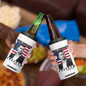 Never Surrender Freedom 4 in 1 Can Cooler Tumbler Patriotic Charlie Kirk Tribute American Flag TS02 Print Your Wear