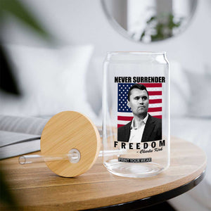 Never Surrender Freedom Glass Can Patriotic Charlie Kirk Tribute American Flag TS02 Print Your Wear