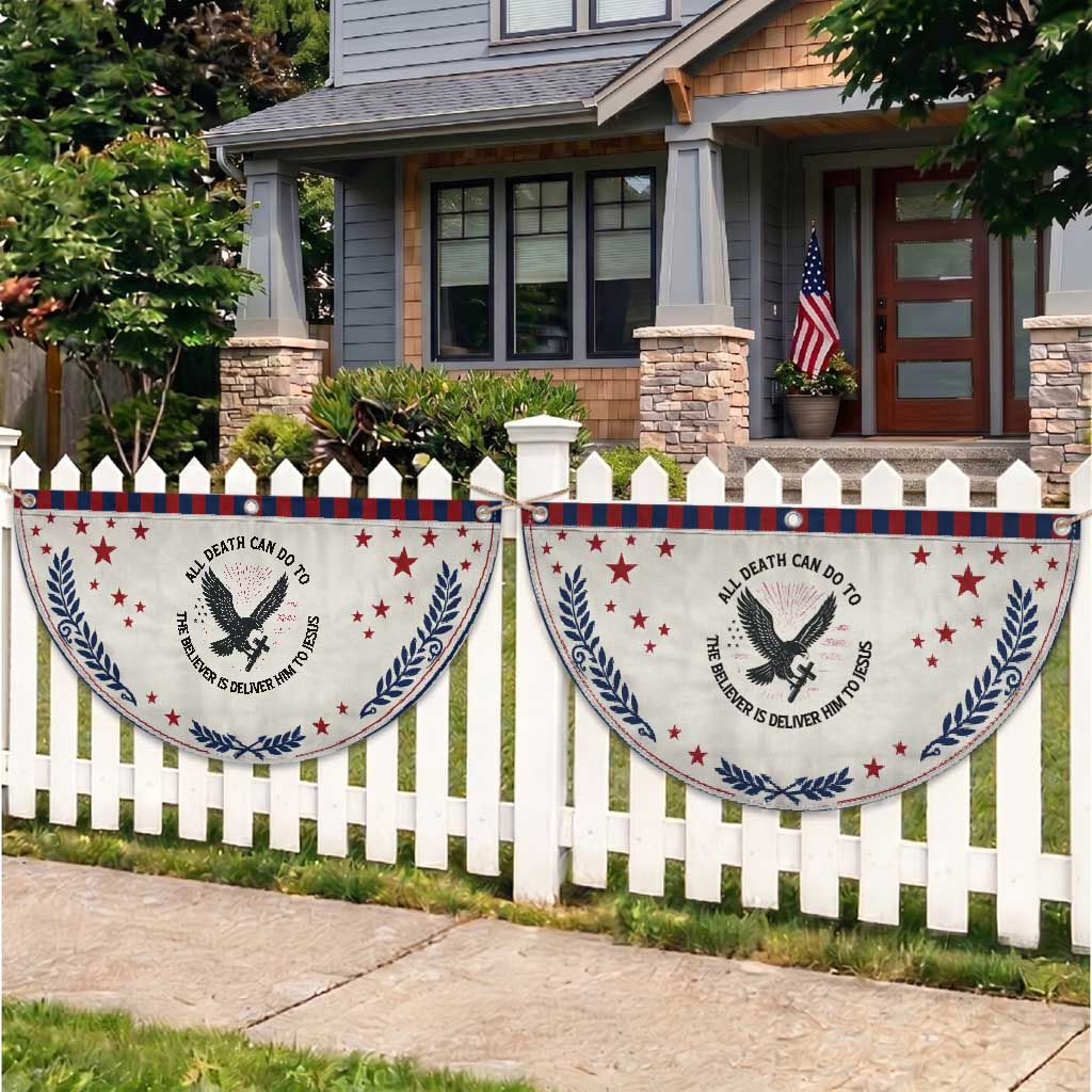 Christian Faith American Patriotic Fan Flag Death Deliver The Believer To Jesus American Eagle Graphic