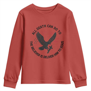 Christian Faith Patriotic Youth Sweatshirt Death Deliver The Believer To Jesus American Eagle Graphic TS02 Red Print Your Wear