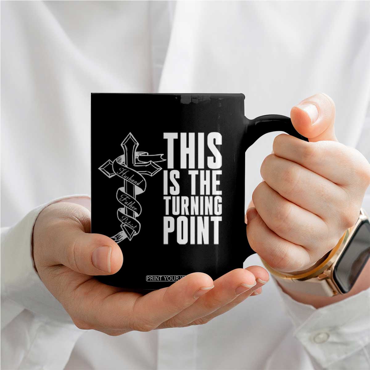 This is the Turning Point Coffee Mug Husband Father Patriot Charlie Kirk Tribute Christian Faith TS02 Print Your Wear