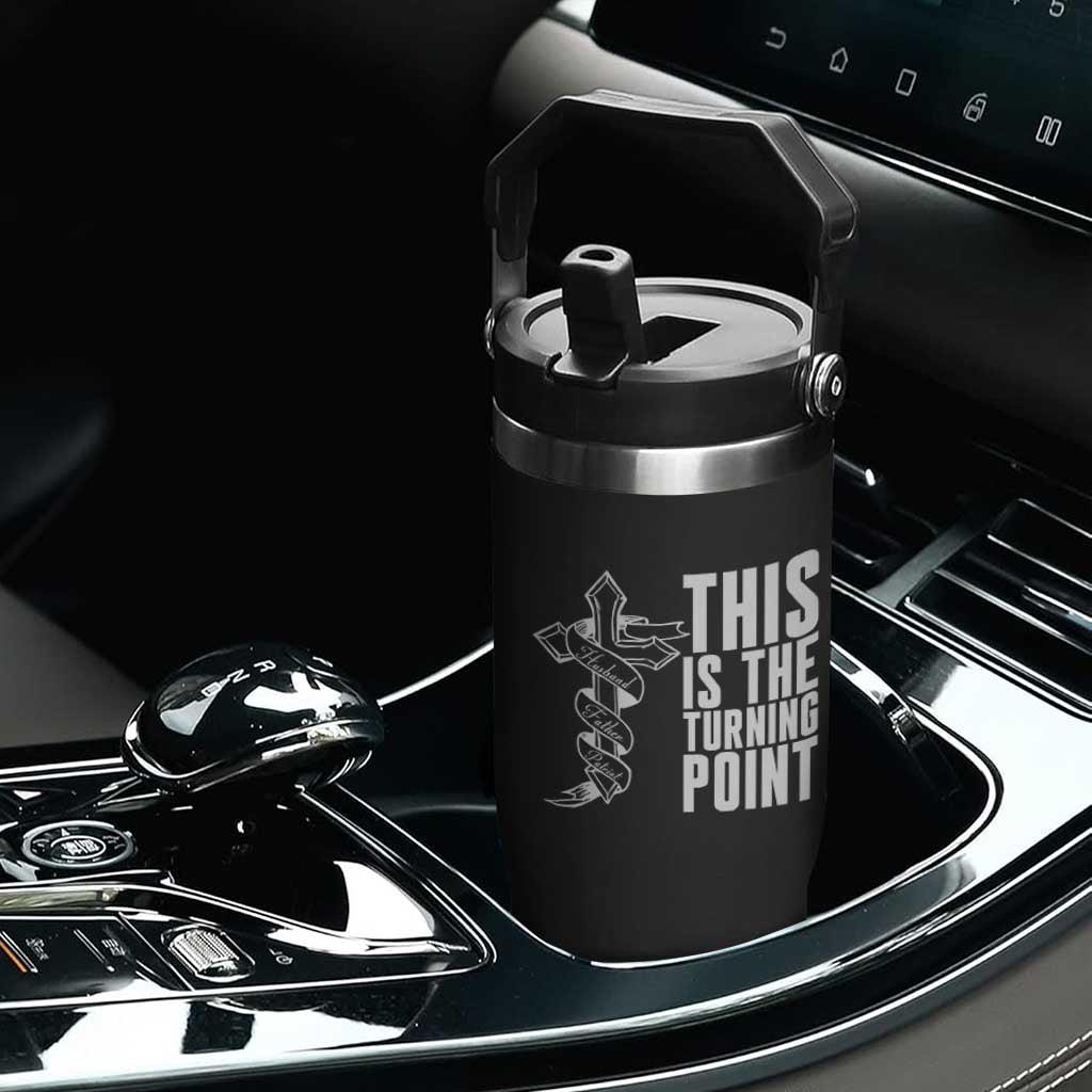 This is the Turning Point Flip Straw Tumbler Husband Father Patriot Charlie Kirk Tribute Christian Faith TS02 Print Your Wear