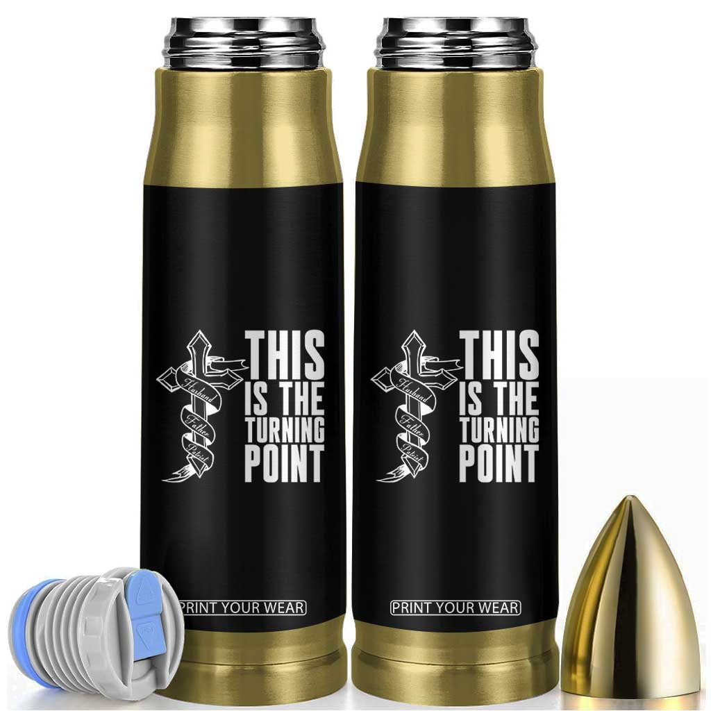 This is the Turning Point Bullet Tumbler Husband Father Patriot Charlie Kirk Tribute Christian Faith TS02 Black Print Your Wear