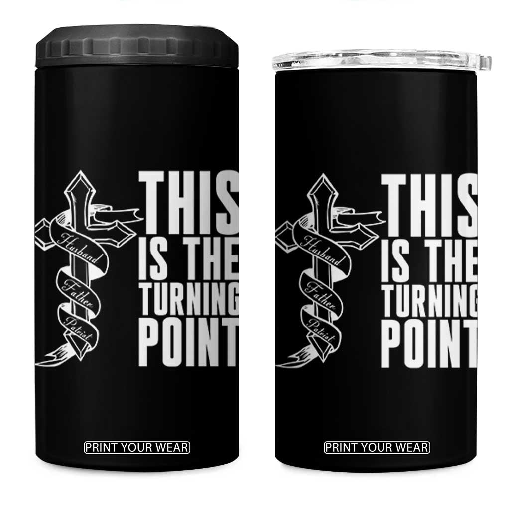 This is the Turning Point 4 in 1 Can Cooler Tumbler Husband Father Patriot Charlie Kirk Tribute Christian Faith TS02 One Size: 16 oz Black Print Your Wear